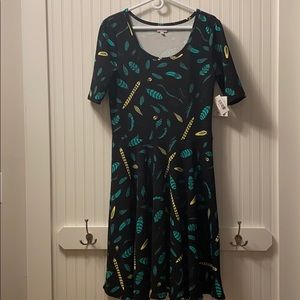 LuLaroe Nicole Black Dress with Feathers